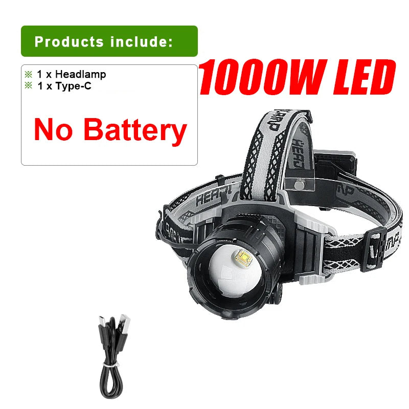 Lanterna de Cabeça LED 1000W Super Brilhante