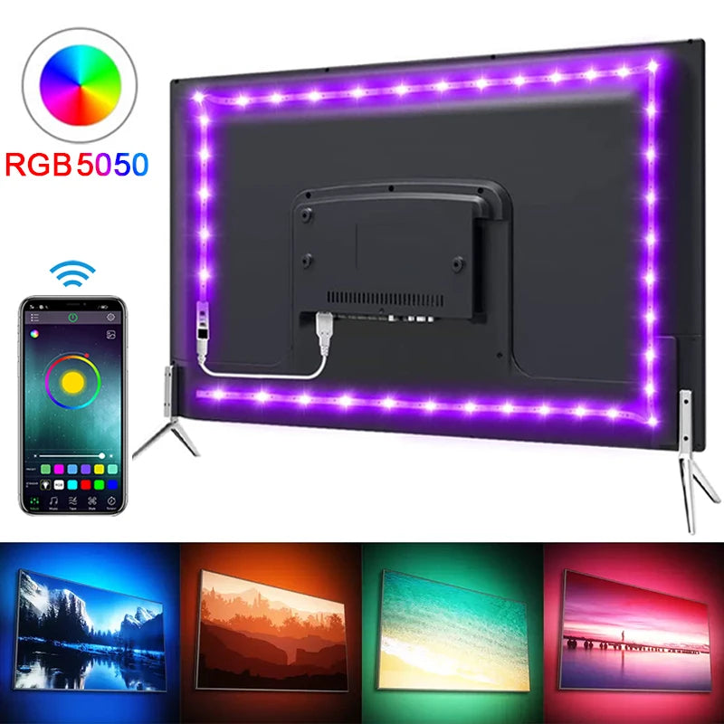 Fita de LED RGB com Bluetooth p/ Decoração