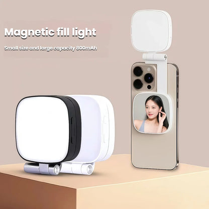 Magnetic Selfie Light for MagSafe iPhone 360° LED Ring Fill Light with Mirror Perfect for Selfies Vlog and Video Calls