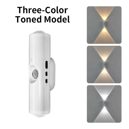 Smart RGB Double-head Wall Light Motion Sensor Magnetic Night Light Rechargeable Spotlight for Bedroom Closet Garden Room Decor