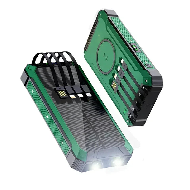 Best seller power bank solar waterproof 20000mah type c port folding solar power bank with wireless charging 30000 mah