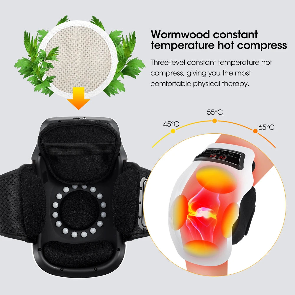 Portable Red Light Knee Massager Heated Massage Equipment for Use with LED Screen Soft Air Wearable Cordless Travel Massager