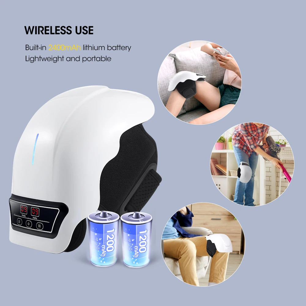 Portable Red Light Knee Massager Heated Massage Equipment for Use with LED Screen Soft Air Wearable Cordless Travel Massager