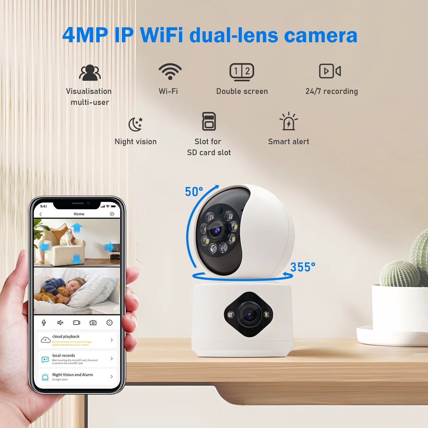 Câmera Wi-Fi ICSEE 4K 360º