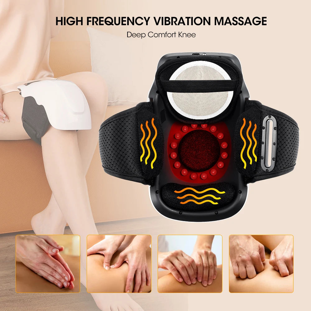 Portable Red Light Knee Massager Heated Massage Equipment for Use with LED Screen Soft Air Wearable Cordless Travel Massager