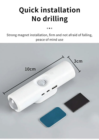 Smart RGB Double-head Wall Light Motion Sensor Magnetic Night Light Rechargeable Spotlight for Bedroom Closet Garden Room Decor