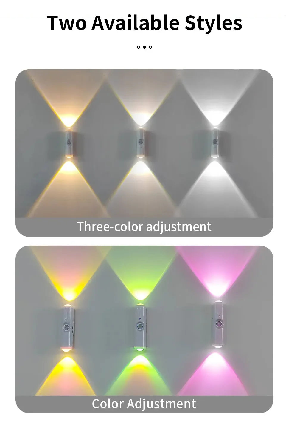Smart RGB Double-head Wall Light Motion Sensor Magnetic Night Light Rechargeable Spotlight for Bedroom Closet Garden Room Decor
