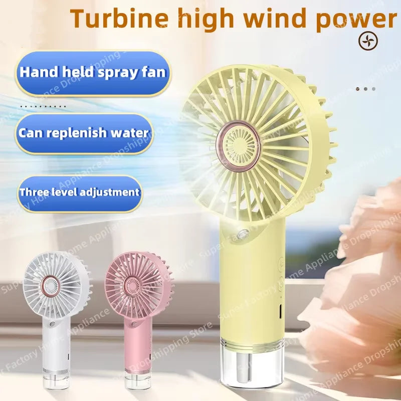 Ventilador Portátil com Spray e Carregamento Rápido
