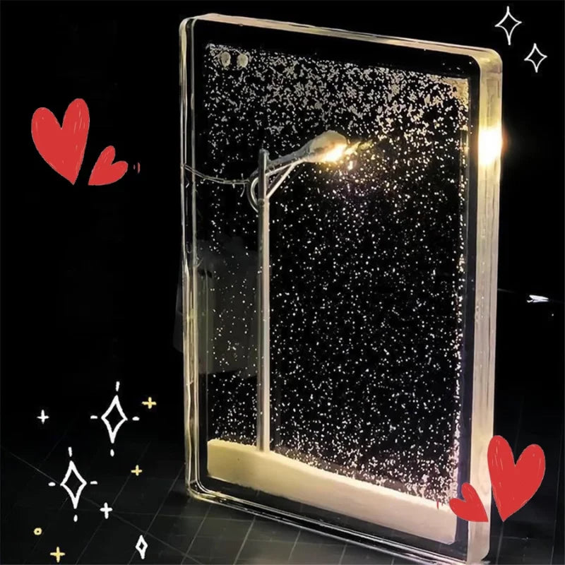 1 Set Of Acrylic Diy Night Road Snow Scene Night Lights, Portable Candle Holder Desktop Decoration Creative New Year's Gift