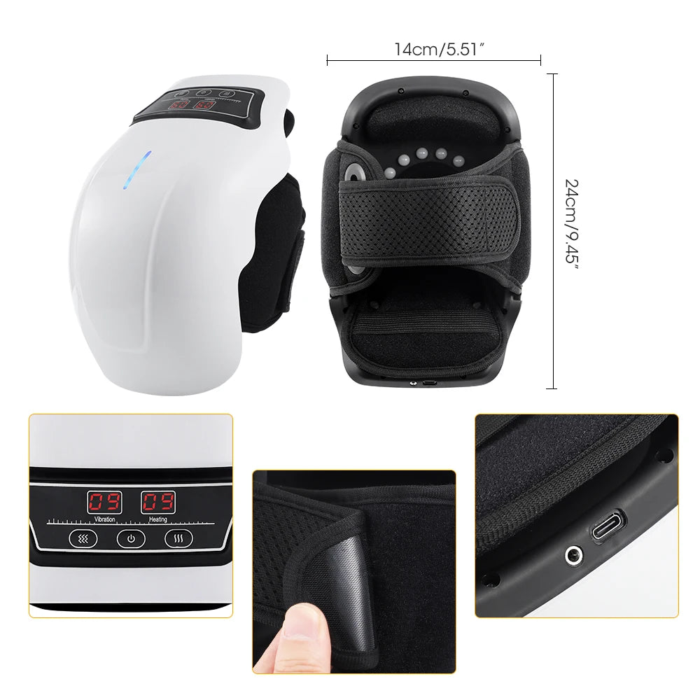Portable Red Light Knee Massager Heated Massage Equipment for Use with LED Screen Soft Air Wearable Cordless Travel Massager