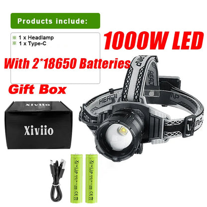 Lanterna de Cabeça LED 1000W Super Brilhante