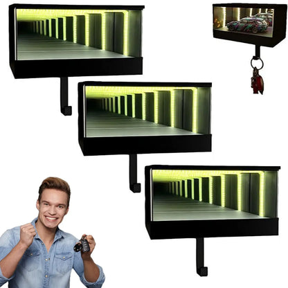 Garage Keychain Hanger Mirrored Car Key Holder for Wall Race Car Key Hooks Wall Mounted LED Light Glowing for Cars Lover Gift