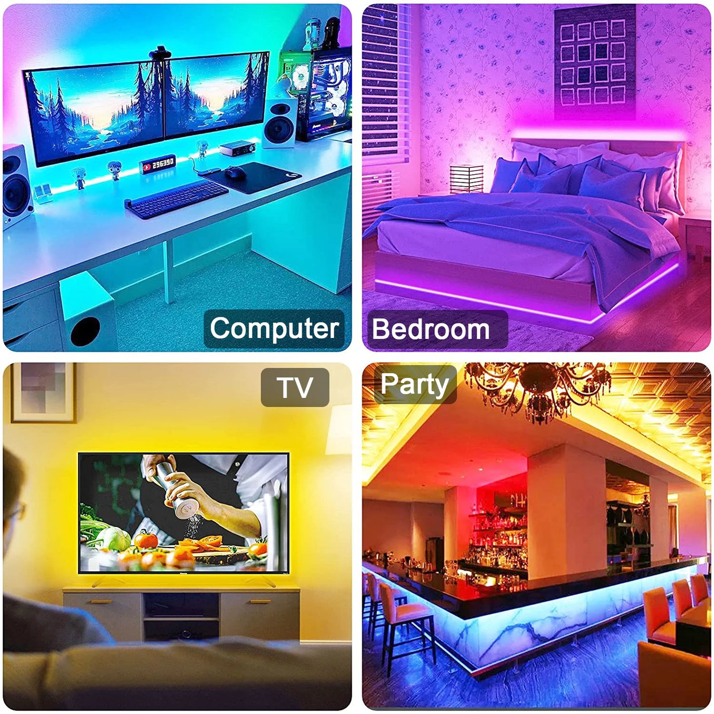 Fita de LED RGB com Bluetooth p/ Decoração